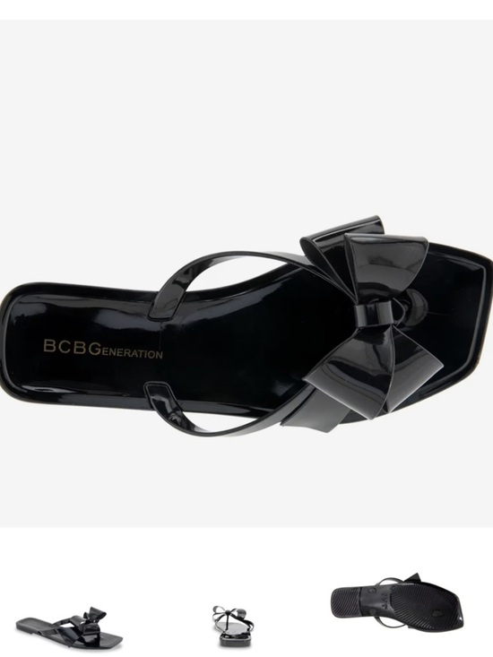 BCBGeneration Shoes - BCBGeneration Black Patent Bow Flip Sandal